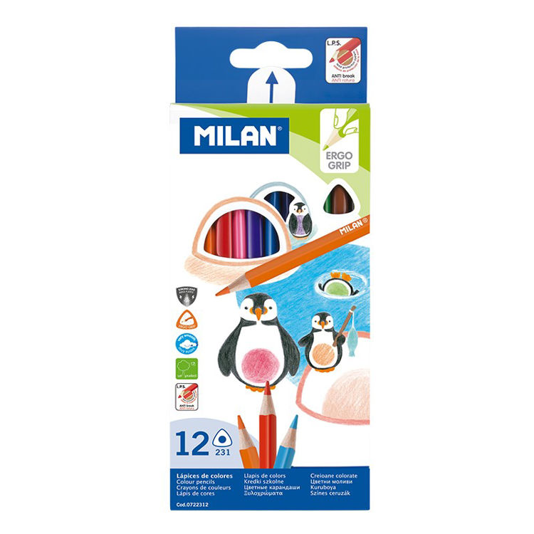 Picture of 0722312-Box 12 triangular colour pencils MILAN
